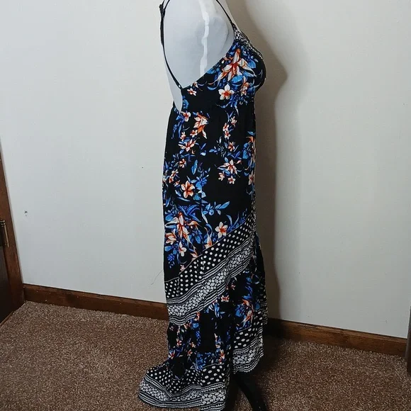 Jealous Tomato blue floral print high low maxi dress size small - Picture 5 of 15